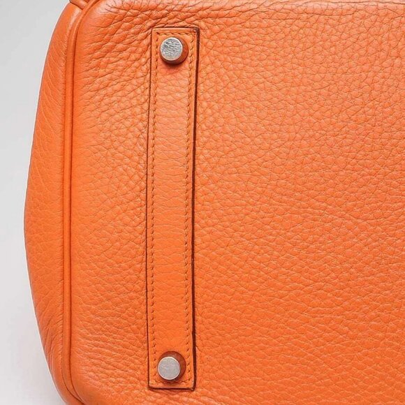 Hermes 35cm Orange Clemence Leather Palladium Plated Birkin Bag - Picture 12 of 12